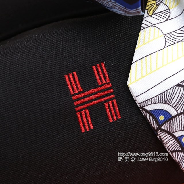 Hermes女包 愛馬仕飯盒包 Trousse Bride-A-Brace Hermes帆布便當包 黑色  tdh2159